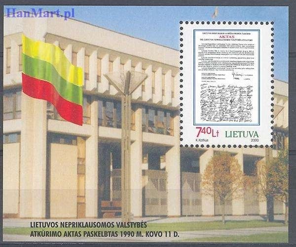 Znaczek Litwa 2000 Mi bl 18 Czyste **