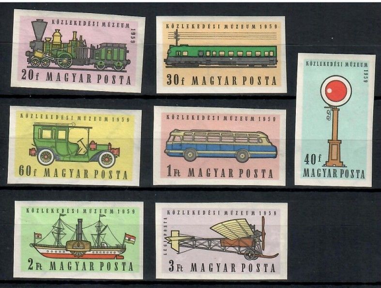 Znaczek Węgry 1959 Mi 1584-1589+1591B Z podlepką *