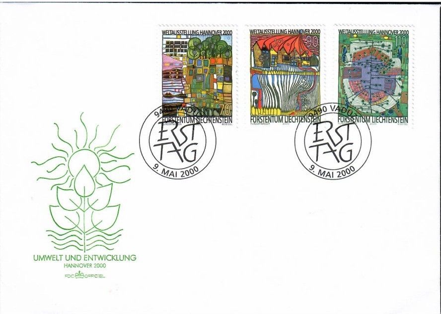 Znaczek Liechtenstein 2000 Mi 1235-1237 FDC