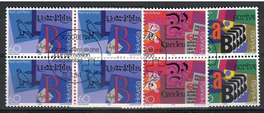 Znaczek Szwajcaria 1994 Mi abo 1520-1522 Stemplowane