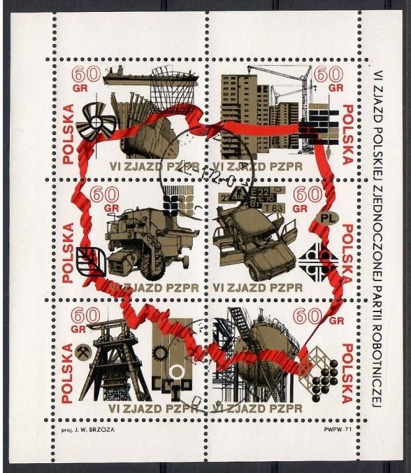 Znaczek Polska 1972 Mi abo bl 50 Fi bl 87 Stemplowane