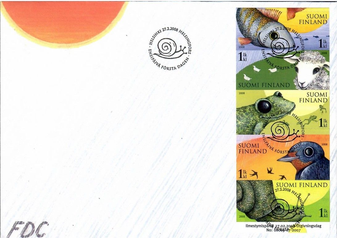 Znaczek Finlandia 2008 Mi 1898-1902 FDC