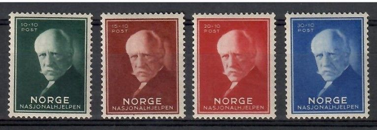Znaczek Norwegia 1940 Mi 211-214 Z podlepką *