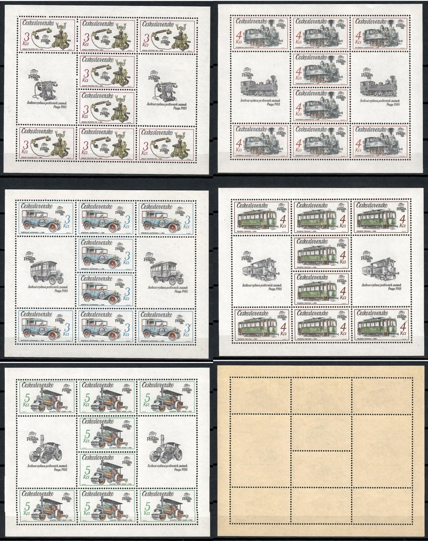 Znaczek Czechosłowacja 1987 Mi ark 2911-2915 Czyste **