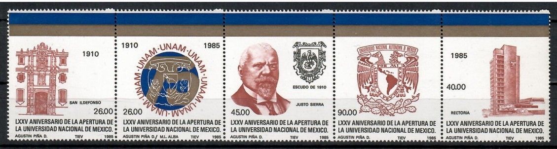 Znaczek Meksyk 1985 Mi 1950-1954 Czyste **