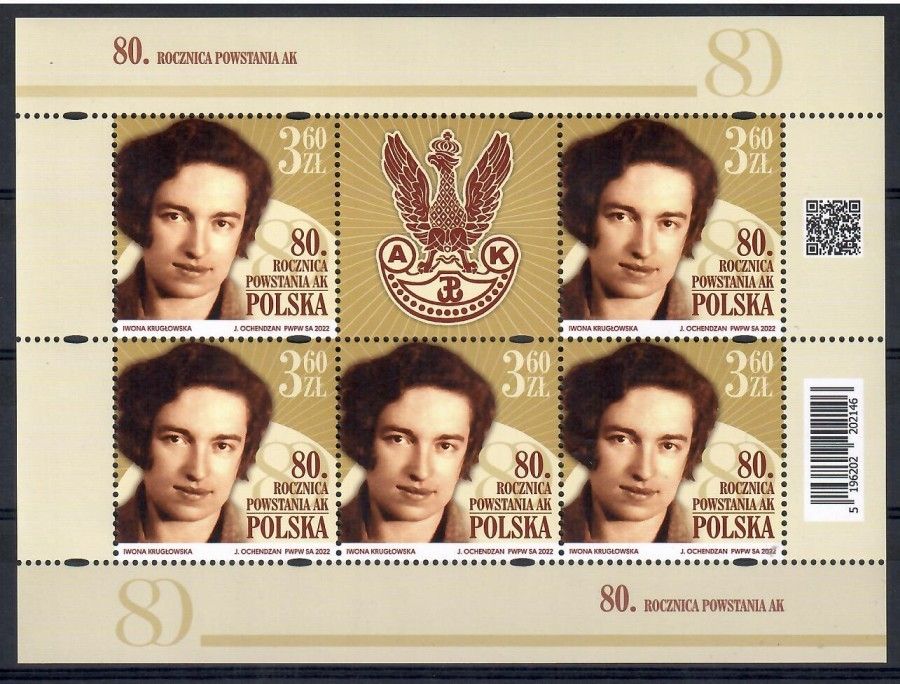 Znaczek Polska 2022 Mi ark 5346 Fi ark 5196 Czyste **