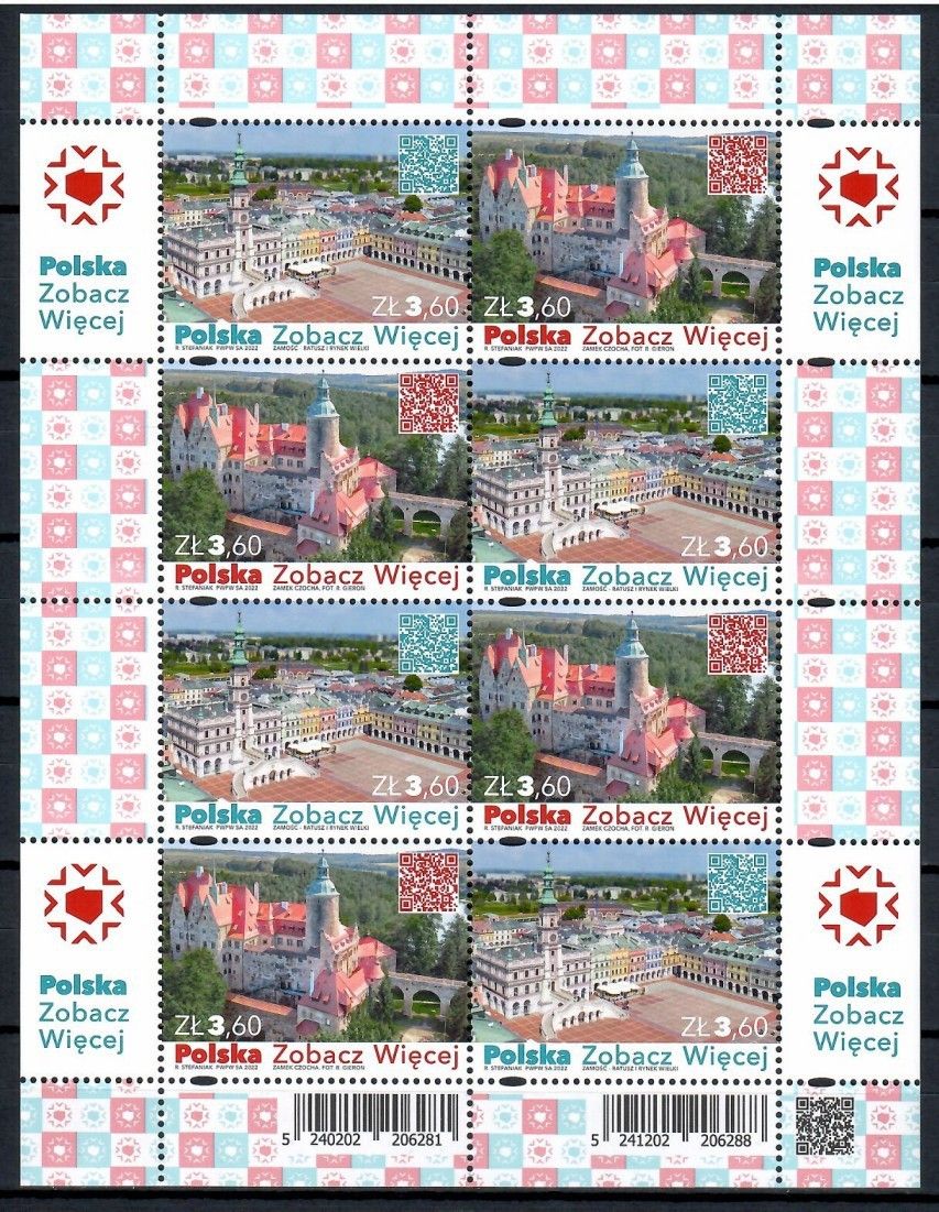Znaczek Polska 2022 Mi ark 5390-5391 Fi ark 5240-5241 Czyste **