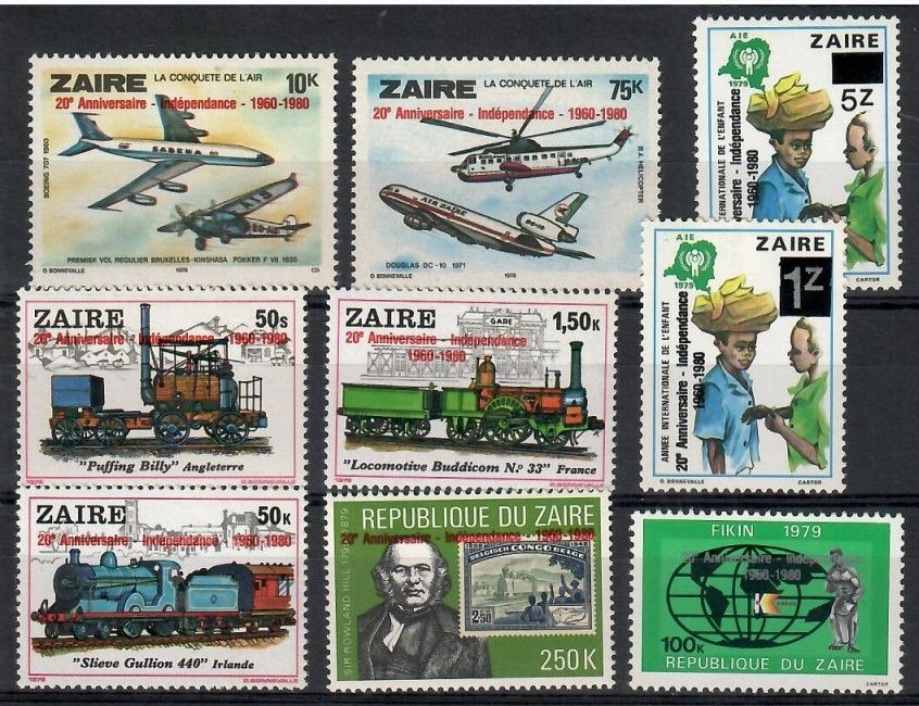 Znaczek Kongo Kinszasa / Zair 1980 Mi 694-702 Czyste **