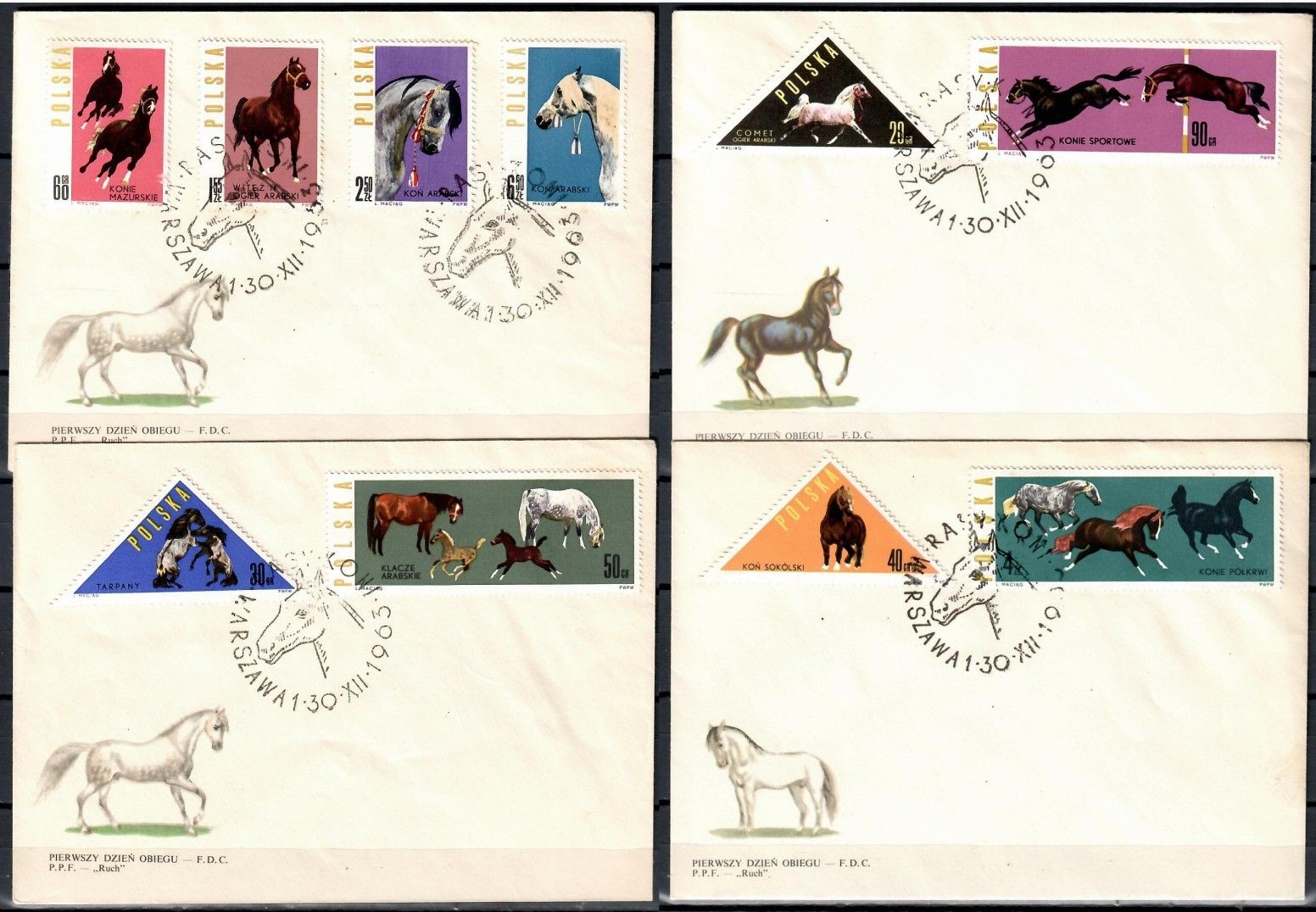 Znaczek Polska 1963 Mi 1447-1456 Fi 1299-1308 FDC