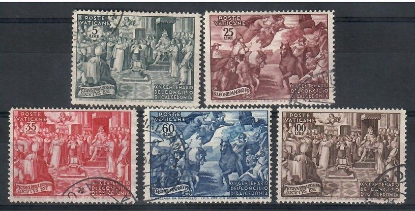 Znaczek Watykan 1951 Mi 180-184 Stemplowane