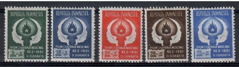 Znaczek Indonezja 1951 Mi 89-93 Czyste **