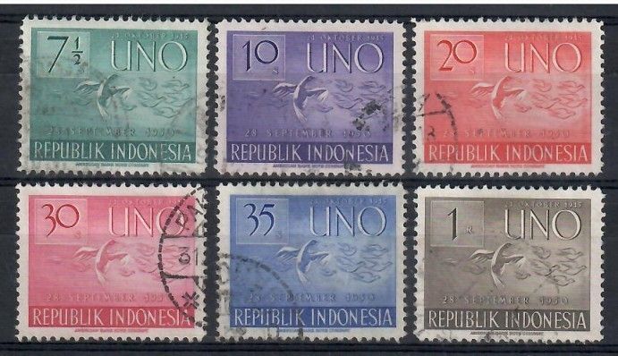 Znaczek Indonezja 1951 Mi 94-99 Stemplowane