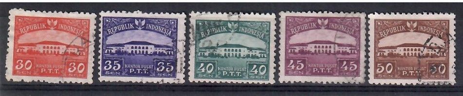 Znaczek Indonezja 1953 Mi 100-104 Stemplowane