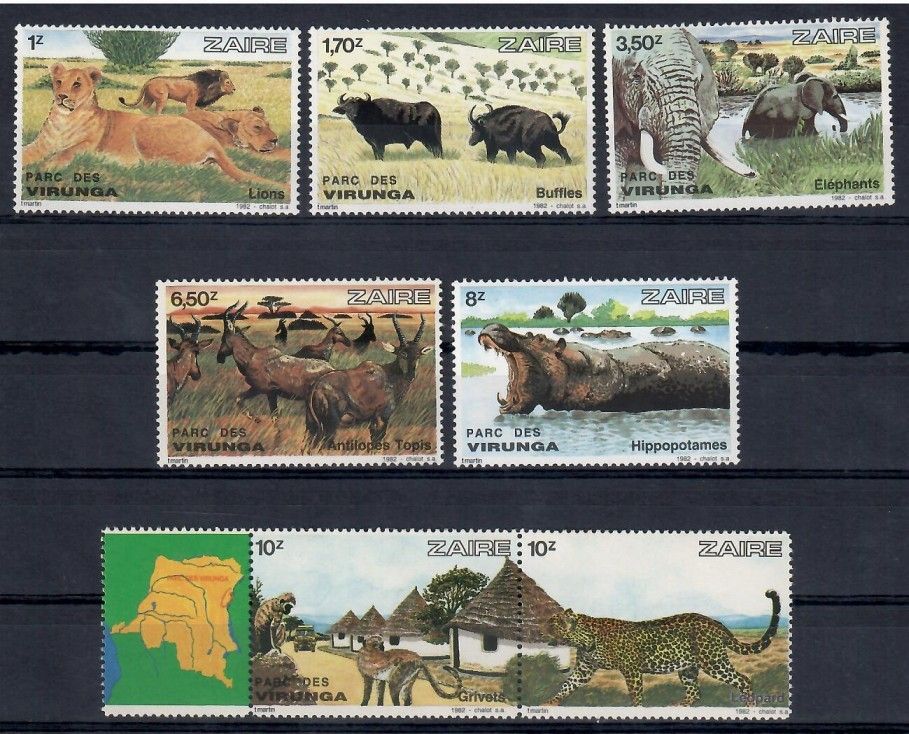 Znaczek Kongo Kinszasa / Zair 1982 Mi 779-785 Czyste **