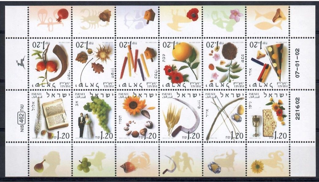 Znaczek Izrael 2002 Mi ark 1649-1660 Czyste **