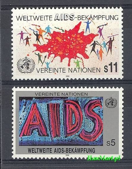 Narody Zjednoczone Wiedeń 1990 Mi 100-101 Czyste **