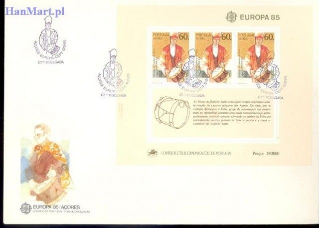 Znaczek Azory 1985 Mi bl 6 FDC