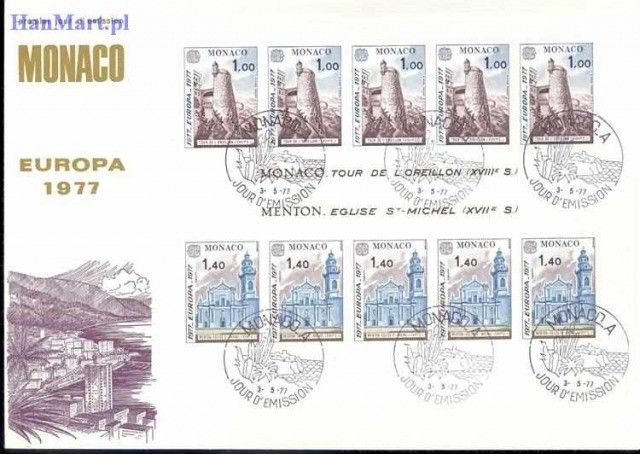 Znaczek Monako 1977 Mi bl 11 FDC