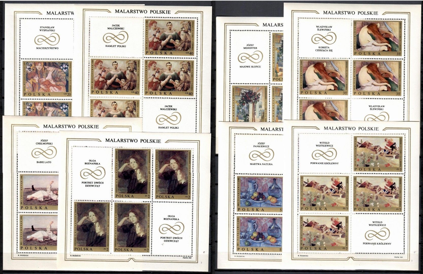Znaczek Polska 1969 Mi ark 1941-1948 Fi bl 57-64 Czyste **