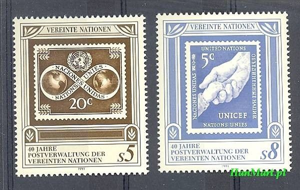 Znaczek Narody Zjednoczone Wiedeń 1991 Mi 121-122 Czyste **