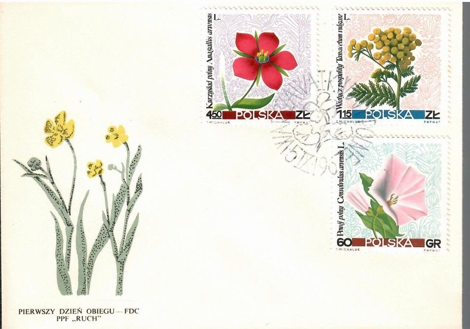 Znaczek Polska 1967 Mi 1783+1785+1788 Fi 1636,1638,1641 FDC
