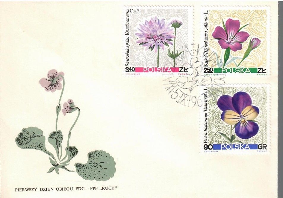 Znaczek Polska 1967 Mi 1784+1786-1787 Fi 1637,1639-1640 FDC