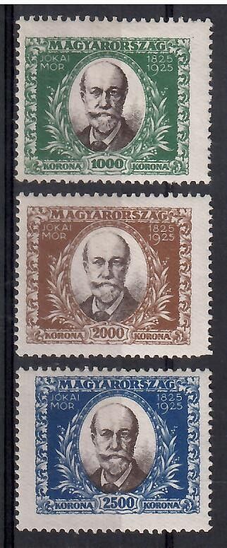 Znaczek Węgry 1925 Mi 398-400 Z podlepką *