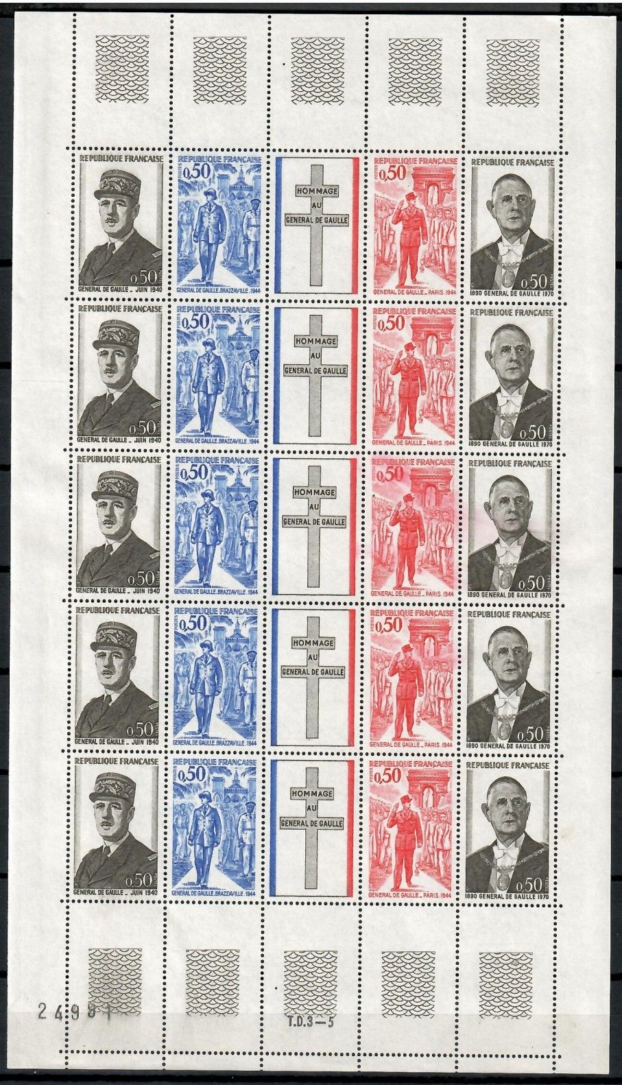 Znaczek Francja 1971 Mi ark 1772-1775 Czyste **