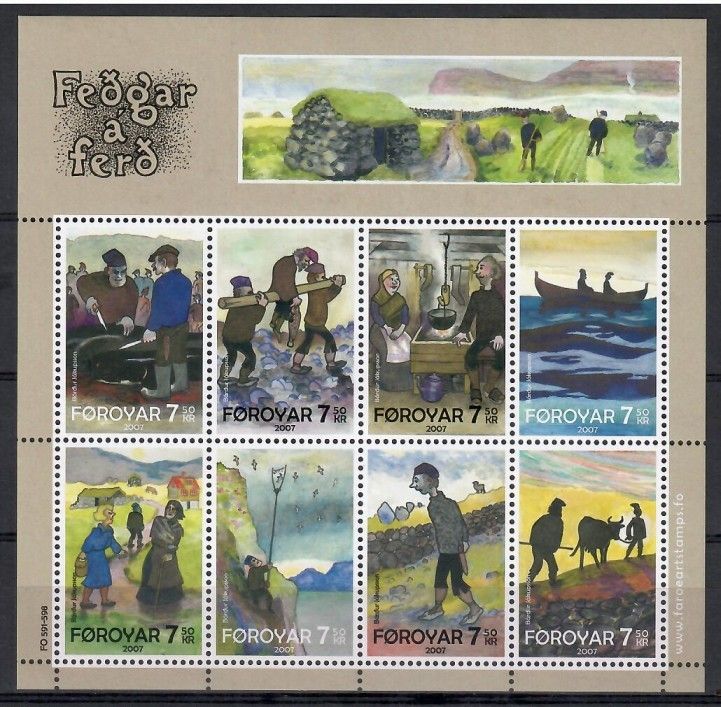 Znaczek Wyspy Owcze 2007 Mi ark 599-606 Czyste **