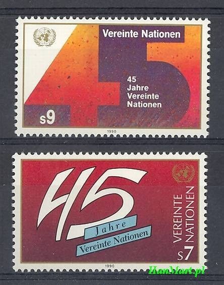 Znaczek Narody Zjednoczone Wiedeń 1990 Mi 104-105 Czyste **