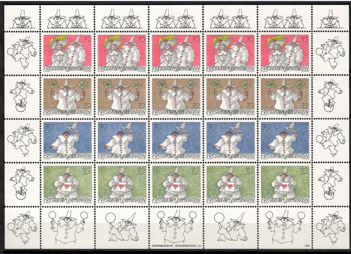 Znaczek Liechtenstein 1998 Mi ark 1173-1176 Czyste **