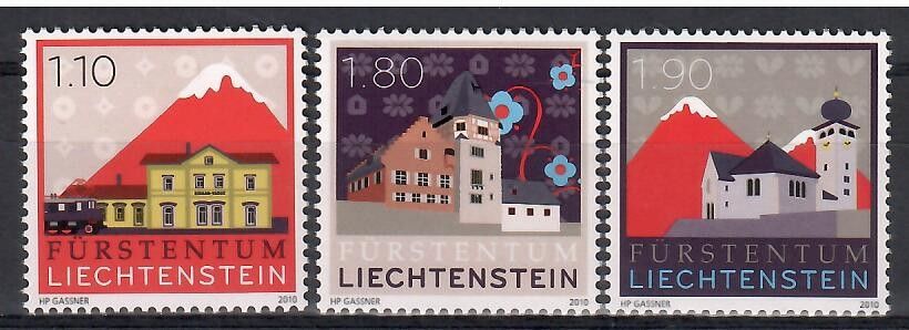 Znaczek Liechtenstein 2010 Mi 1571-1573 Czyste **