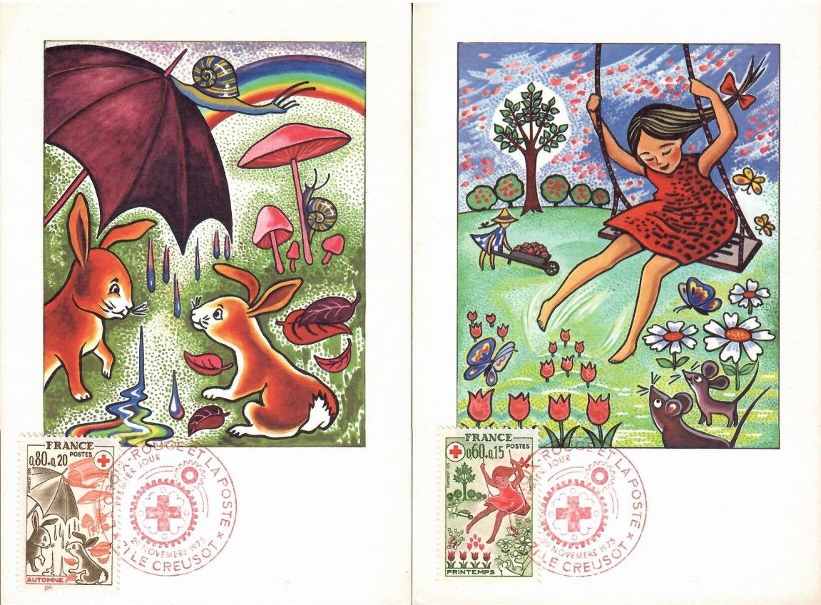 Znaczek Francja 1975 Mi 1942-1943 Karta Max