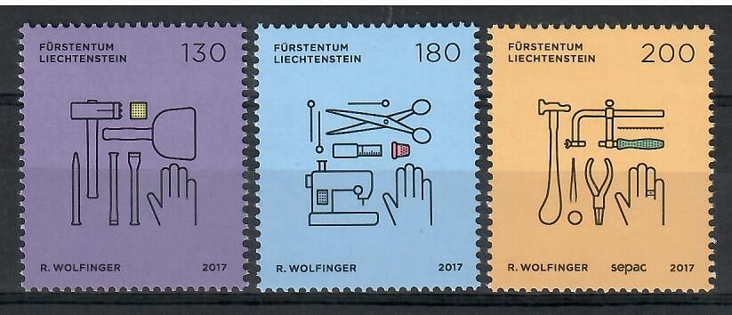Znaczek Liechtenstein 2017 Mi 1844-1846 Czyste **