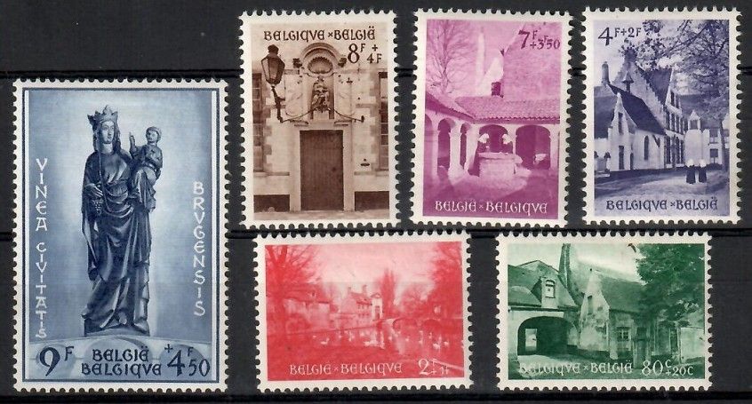Znaczek Belgia 1954 Mi 995-1000 Z podlepką *