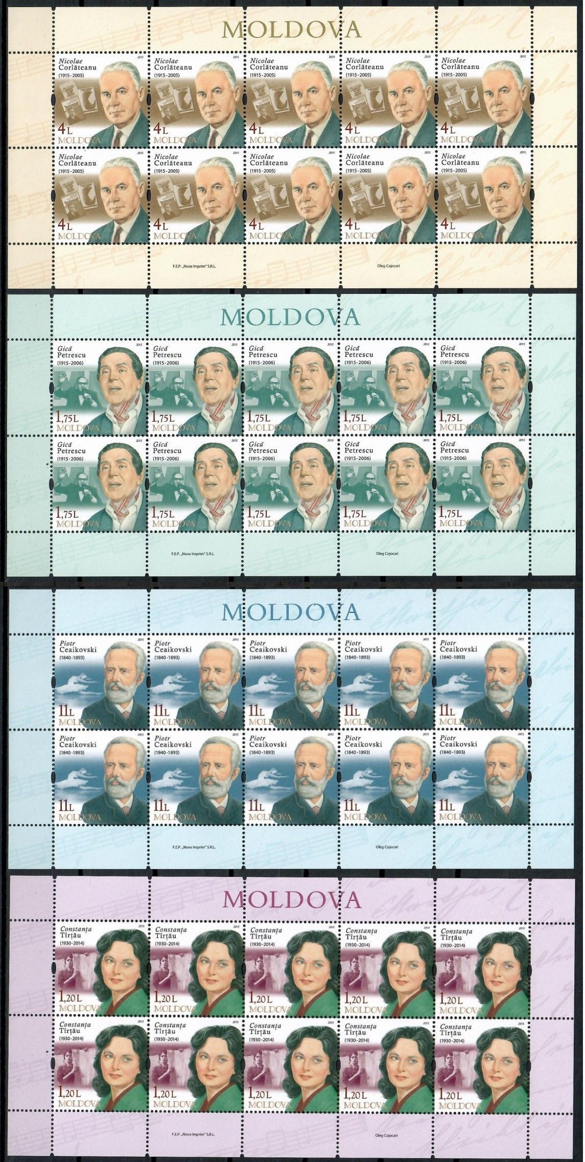 Znaczek Mołdawia 2015 Mi ark 913-916 Czyste **