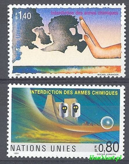 Znaczek Narody Zjednoczone Genewa 1991 Mi 204-205 Czyste **