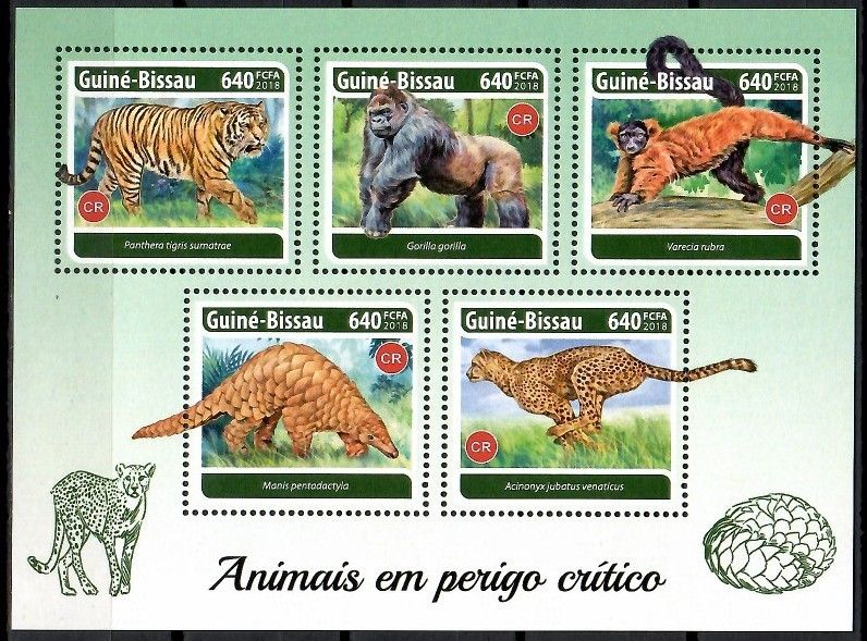Znaczek Gwinea Bissau 2018 Mi ark 9846-9850 Czyste **