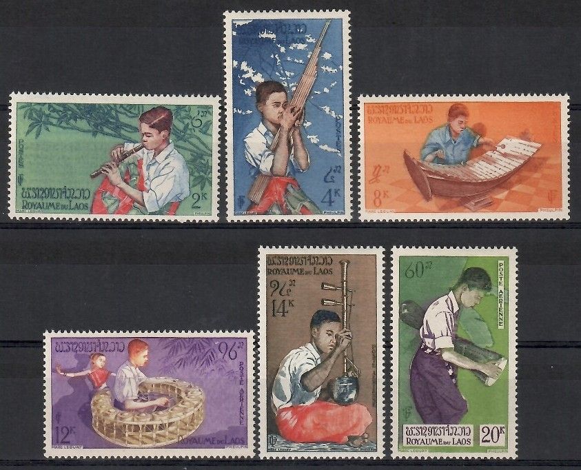Znaczek Laos 1957 Mi 60-65 Czyste **