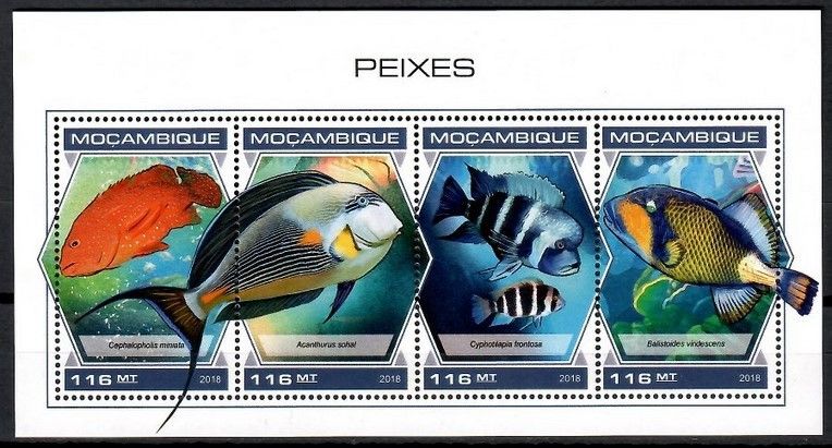 Znaczek Mozambik 2018 Mi ark 9759-9762 Czyste **