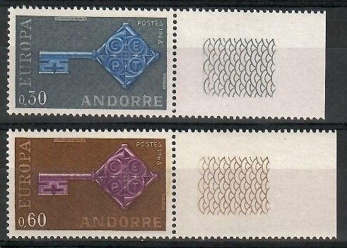 Znaczek Andora (francuska) 1968 Mi 208-209 Czyste **