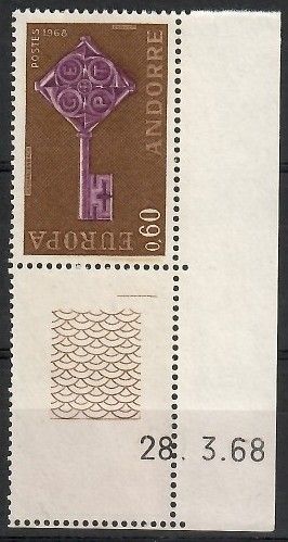Znaczek Andora (francuska) 1968 Mi 208 Czyste **