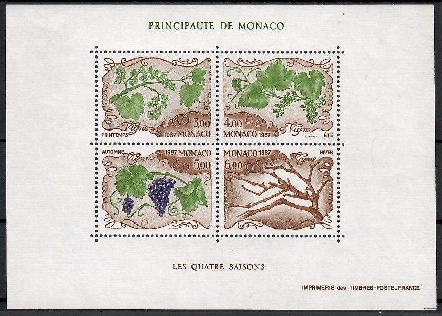 Znaczek Monako 1987 Mi bl 36 Czyste **