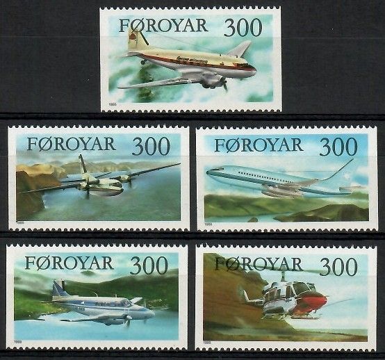 Znaczek Wyspy Owcze 1986 Mi 125-129 Czyste **