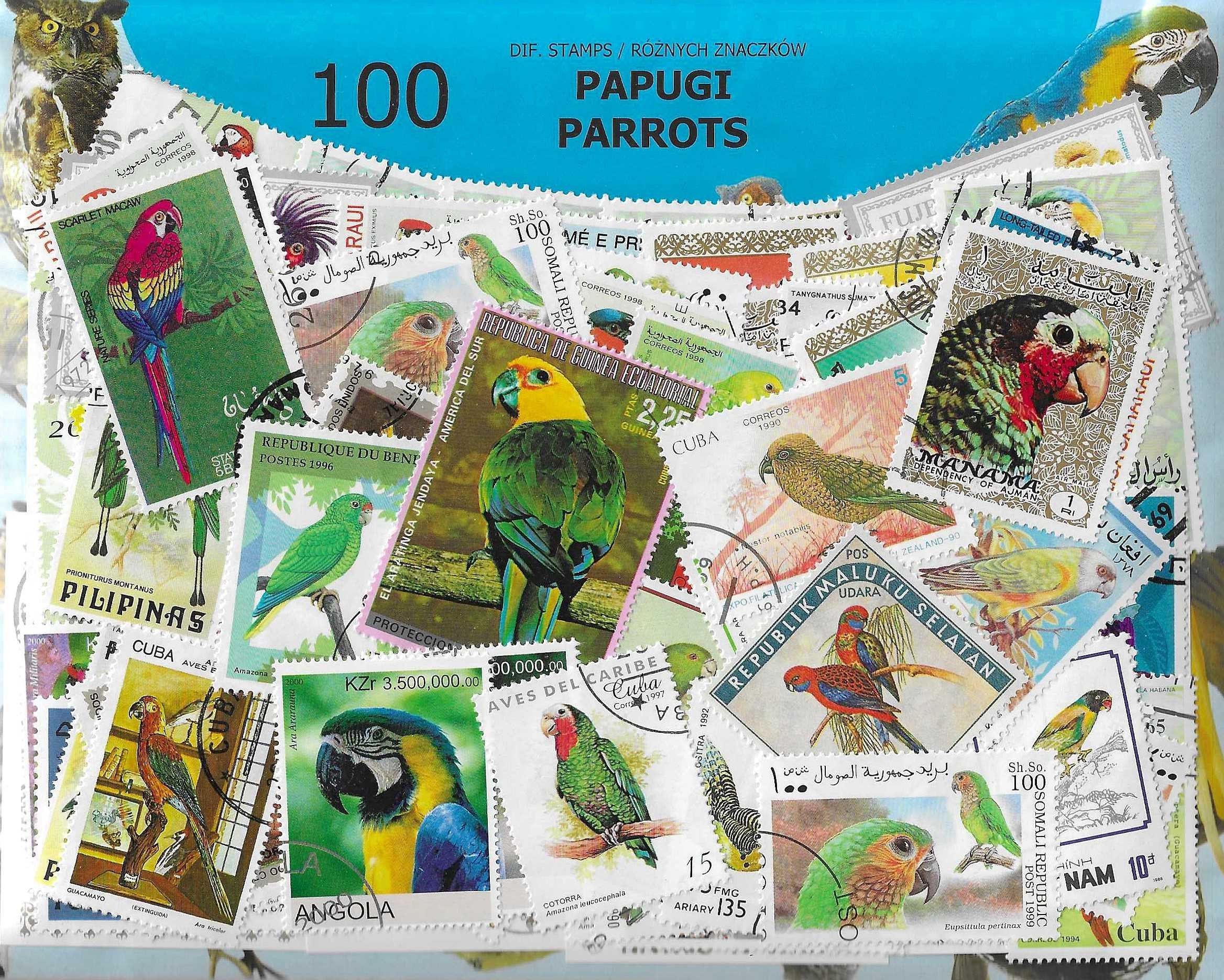 Znaczek PAPUGI 100 znaczków