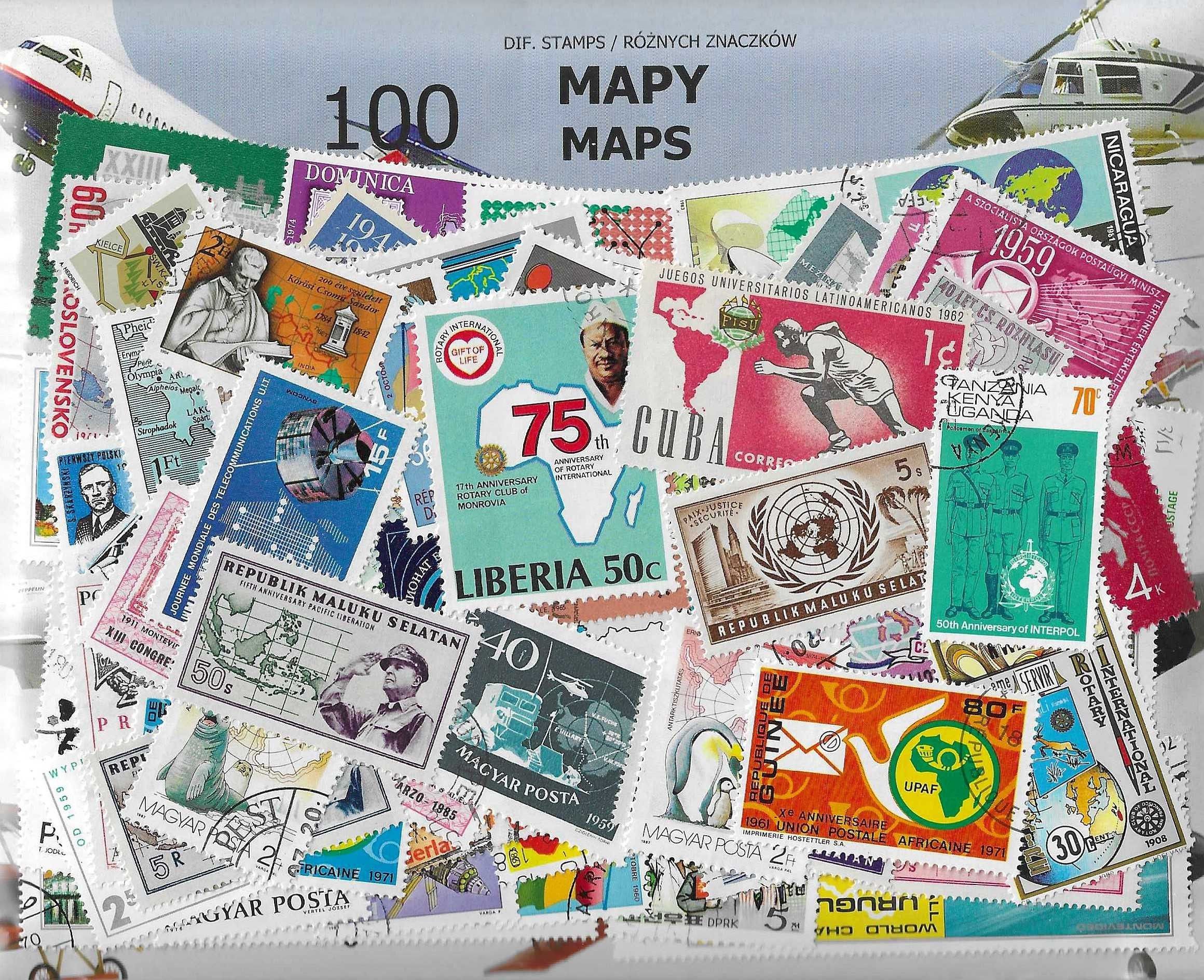 Znaczek MAPY 100 znaczków