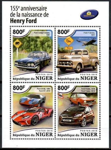Znaczek Niger 2018 Mi ark 6100-6103 Czyste **