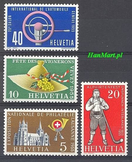 Znaczek Szwajcaria 1955 Mi 607-610 Czyste **