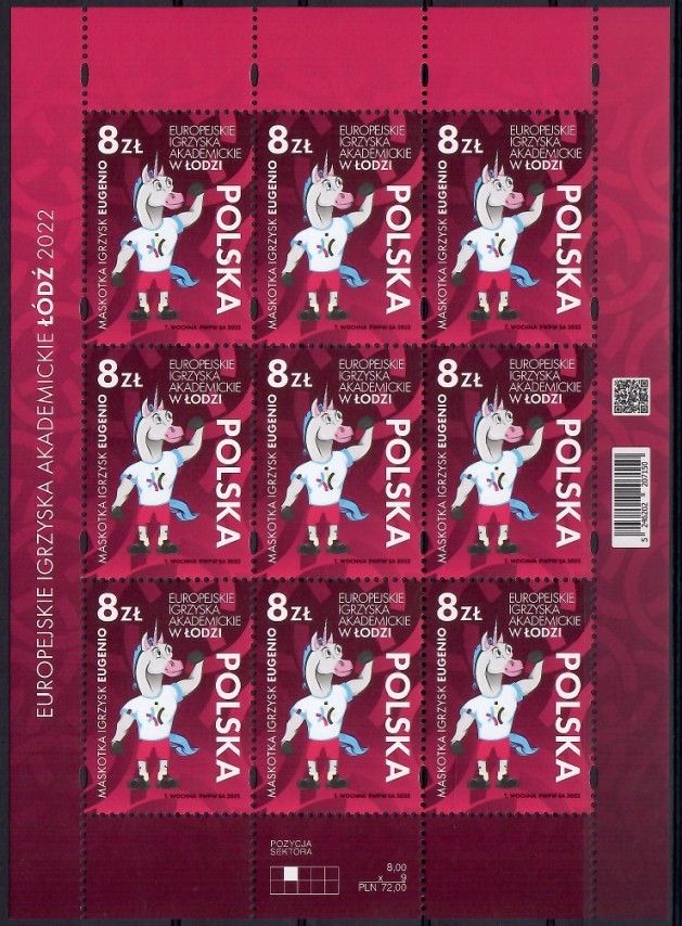 Znaczek Polska 2022 Mi ark 5396 Fi ark 5246 Czyste **