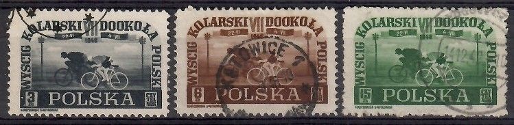 Znaczek Polska 1948 Mi 487-489 Fi 456-458 Stemplowane